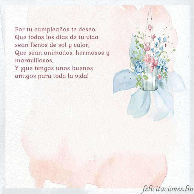 Tarjeta de cumpleaños con flores de acuarela Por tu cumpleaños te deseo:
Que todos los días de Tarjeta de cumpleaños con flores de acuarela
