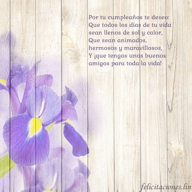 Tarjeta de cumpleaños con lirios Por tu cumpleaños te deseo:
Que todos los días de Tarjeta de cumpleaños con lirios