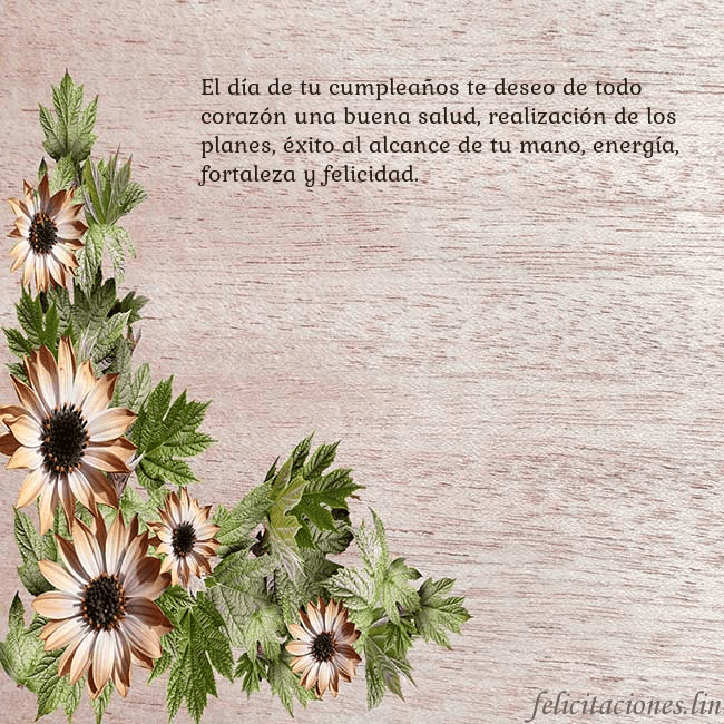 Tarjeta de cumpleaños con flores marrones El día de tu cumpleaños te deseo de todo corazón u Tarjeta de cumpleaños con flores marrones