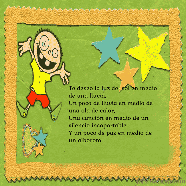 Tarjeta de cumpleaños con un chico divertido Te deseo la luz del sol en medio de una lluvia,
Un Tarjeta de cumpleaños con un chico divertido