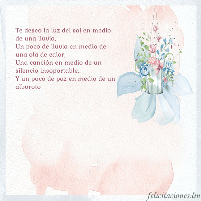 Tarjeta de cumpleaños con flores de acuarela Te deseo la luz del sol en medio de una lluvia,
Un Tarjeta de cumpleaños con flores de acuarela