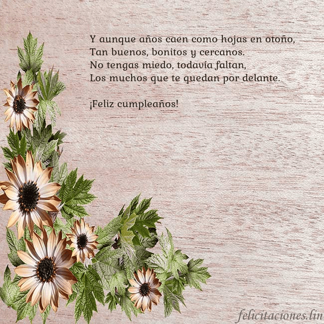 Tarjeta de cumpleaños con flores marrones