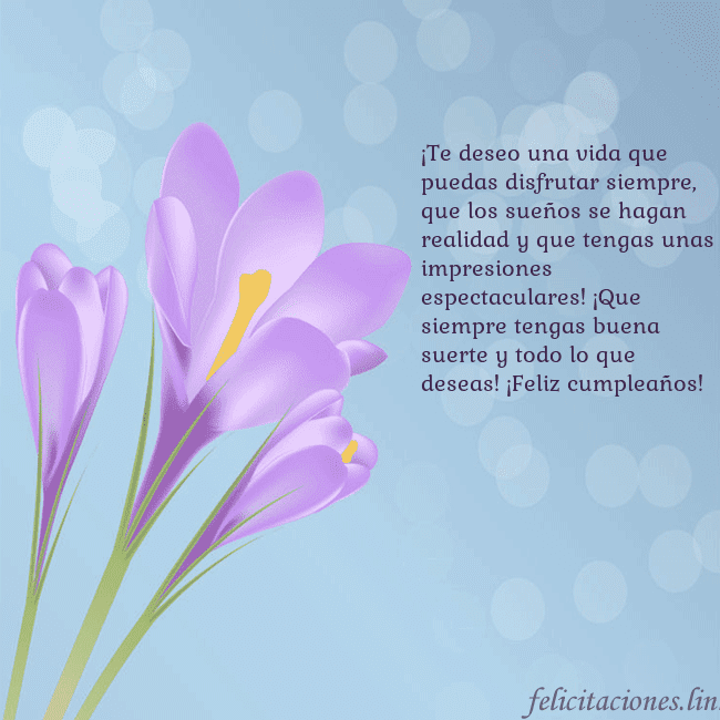Tarjeta con crocus ¡Te deseo una vida que puedas disfrutar siempre, q Tarjeta con crocus