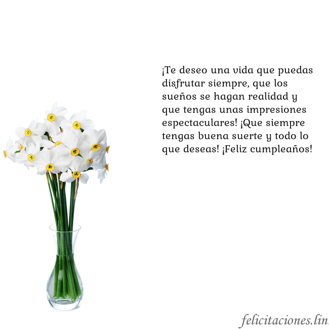 Tarjeta con narcisos ¡Te deseo una vida que puedas disfrutar siempre, q Tarjeta con narcisos