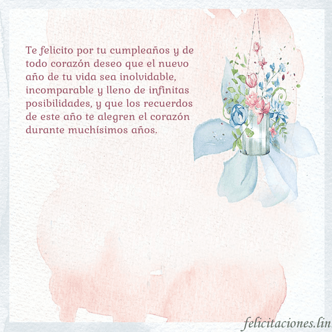 Tarjeta de cumpleaños con flores de acuarela Te felicito por tu cumpleaños y de todo corazón de Tarjeta de cumpleaños con flores de acuarela