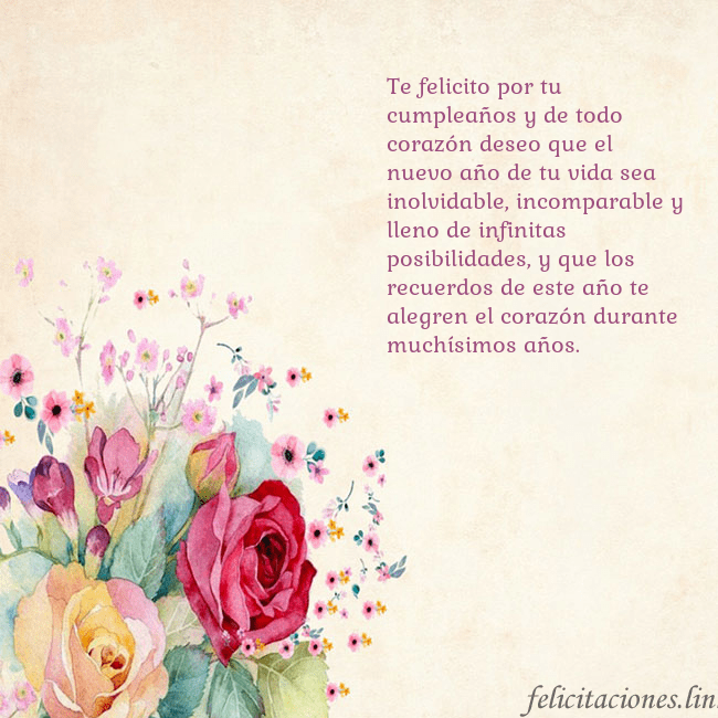 Tarjeta de cumpleaños con rosas pintadas en acuarela Te felicito por tu cumpleaños y de todo corazón de Tarjeta de cumpleaños con rosas pintadas en acuarela