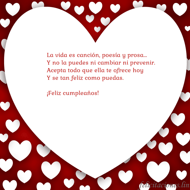 Tarjeta con un gran corazón La vida es canción, poesía y prosa...
Y no la pued Tarjeta con un gran corazón