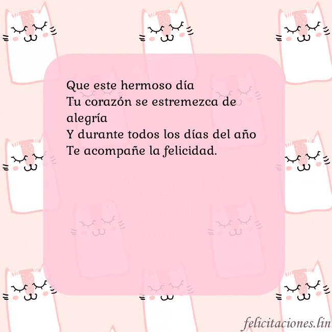 Tarjeta de cumpleaños rosa con gatos divertidos