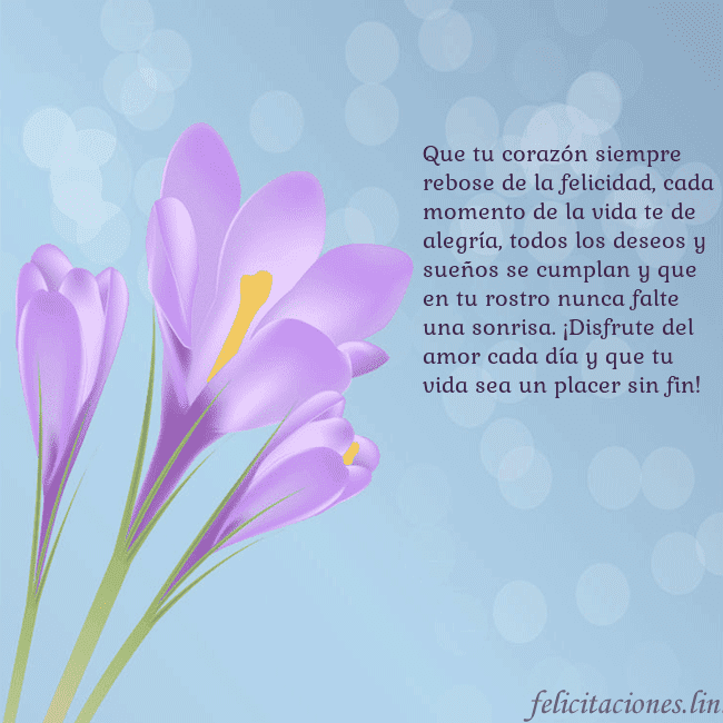 Tarjeta con crocus Que tu corazón siempre rebose de la felicidad, cad Tarjeta con crocus