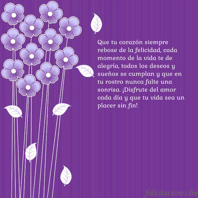 Tarjeta con flores violetas Que tu corazón siempre rebose de la felicidad, cad Tarjeta con flores violetas