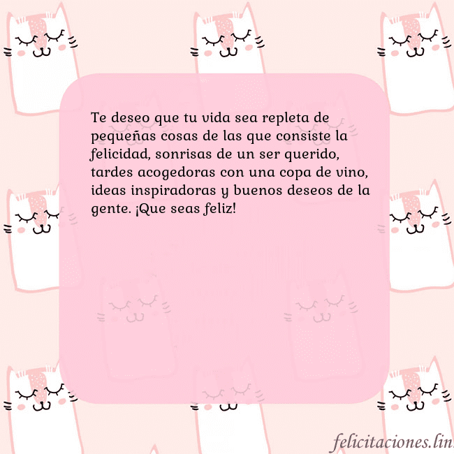 Tarjeta de cumpleaños rosa con gatos divertidos