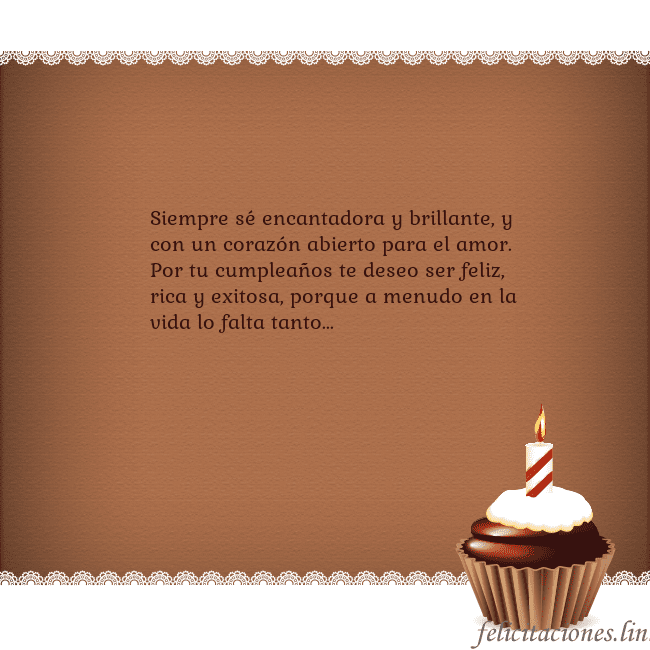 Tarjetas de cumpleaños con cupcake y vela Siempre sé encantadora y brillante, y con un coraz Tarjetas de cumpleaños con cupcake y vela