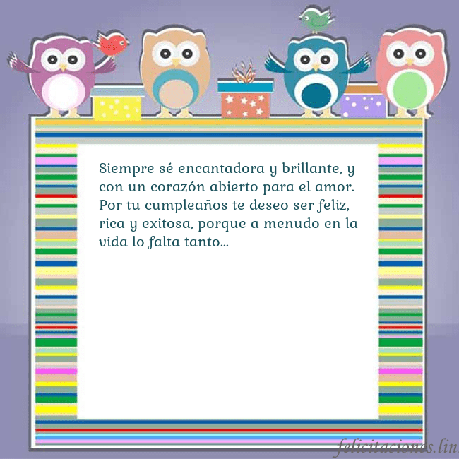Tarjeta con búhos Siempre sé encantadora y brillante, y con un coraz Tarjeta con búhos