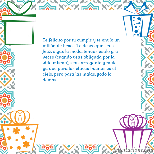 Tarjeta con regalos Te felicito por tu cumple y te envío un millón de Tarjeta con regalos