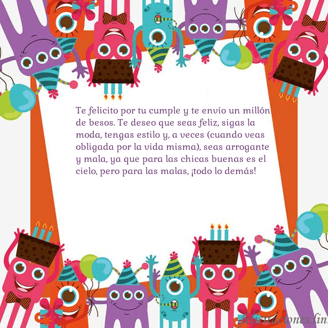 Tarjeta con monstruos Te felicito por tu cumple y te envío un millón de Tarjeta con monstruos