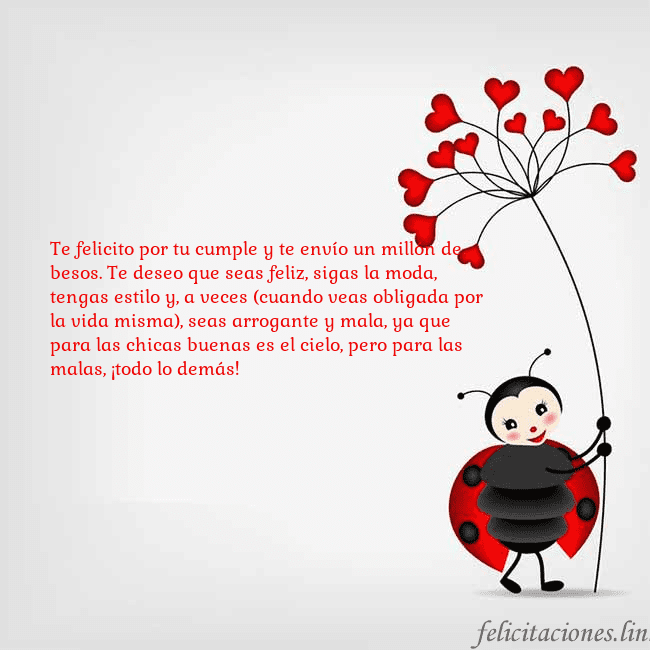 Tarjeta con mariquita Te felicito por tu cumple y te envío un millón de Tarjeta con mariquita