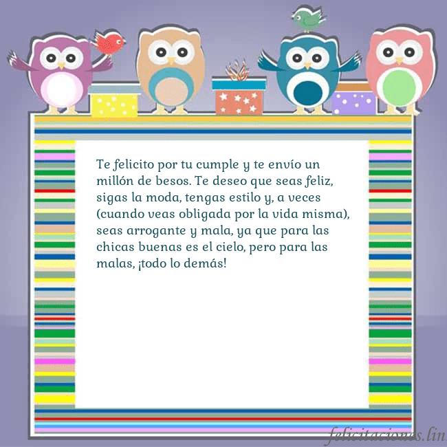Tarjeta con búhos Te felicito por tu cumple y te envío un millón de Tarjeta con búhos