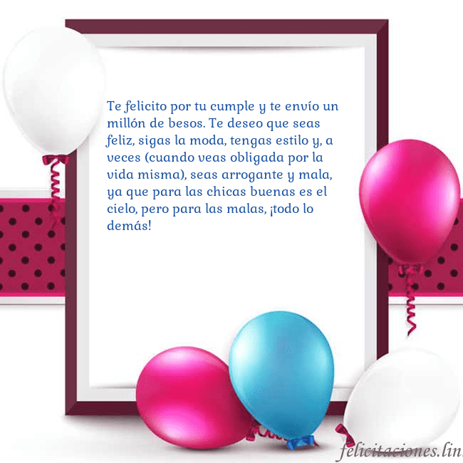 Tarjeta con globos Te felicito por tu cumple y te envío un millón de Tarjeta con globos