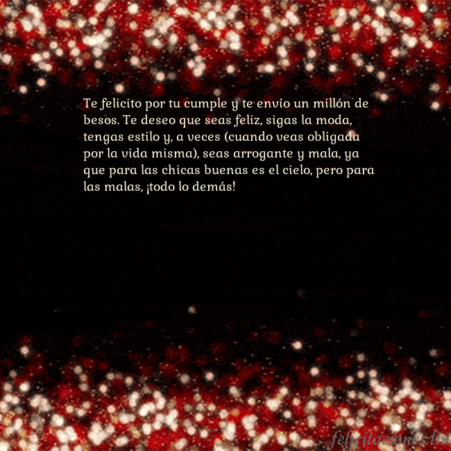 Postal animada intermitente negro-rojo Te felicito por tu cumple y te envío un millón de Postal animada intermitente negro-rojo