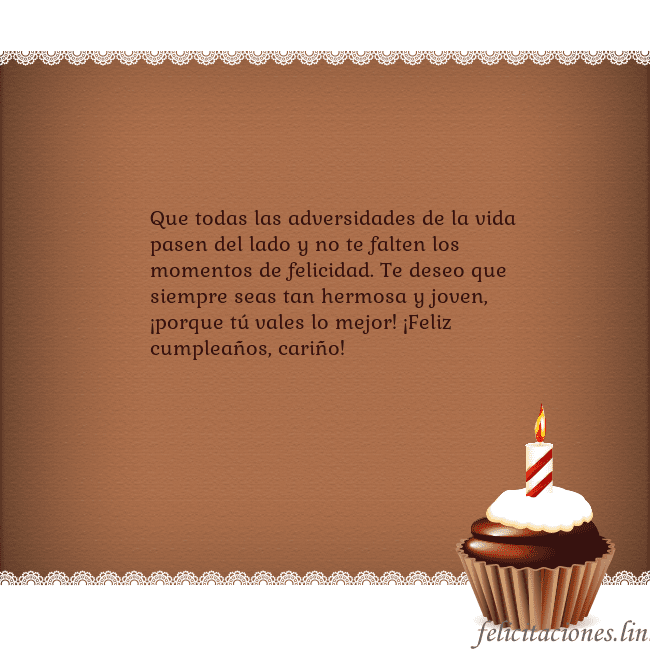 Tarjetas de cumpleaños con cupcake y vela Que todas las adversidades de la vida pasen del la Tarjetas de cumpleaños con cupcake y vela