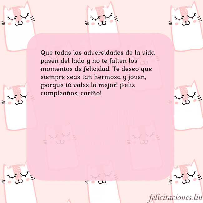 Tarjeta de cumpleaños rosa con gatos divertidos