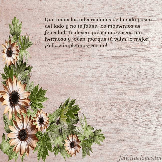 Tarjeta de cumpleaños con flores marrones Que todas las adversidades de la vida pasen del la Tarjeta de cumpleaños con flores marrones