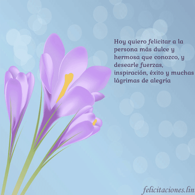 Tarjeta con crocus Hoy quiero felicitar a la persona más dulce y herm Tarjeta con crocus