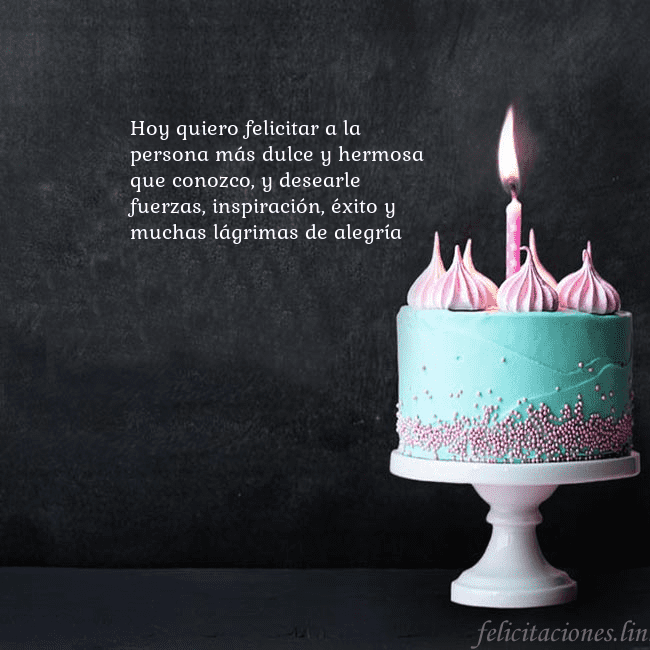Tarjeta de cumpleaños con pastel y vela Hoy quiero felicitar a la persona más dulce y herm Tarjeta de cumpleaños con pastel y vela