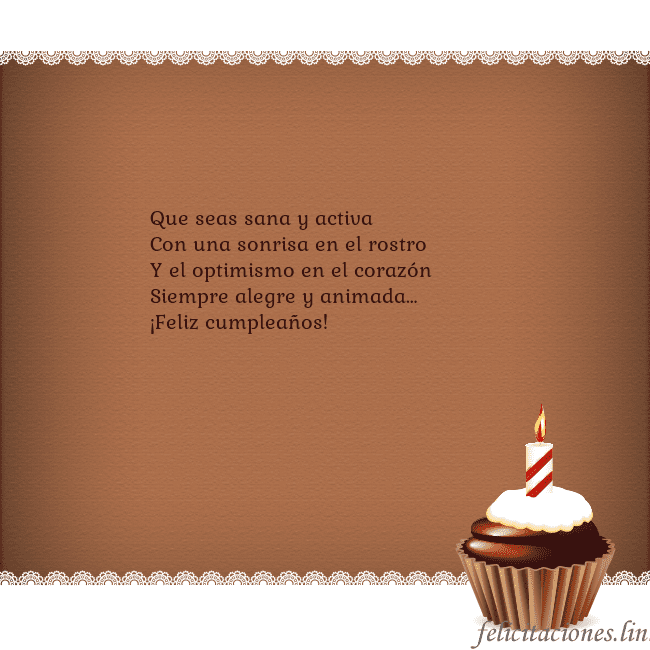 Tarjetas de cumpleaños con cupcake y vela Que seas sana y activa
Con una sonrisa en el rostr Tarjetas de cumpleaños con cupcake y vela