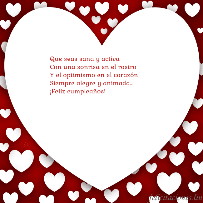 Tarjeta con un gran corazón Que seas sana y activa
Con una sonrisa en el rostr Tarjeta con un gran corazón