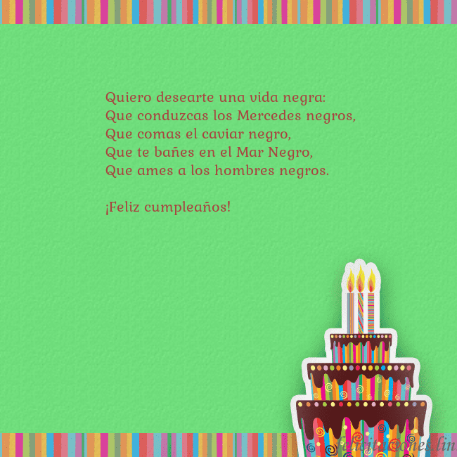 Tarjetas de cumpleaños verde con pastel y vela Quiero desearte una vida negra:
Que conduzcas los Tarjetas de cumpleaños verde con pastel y vela