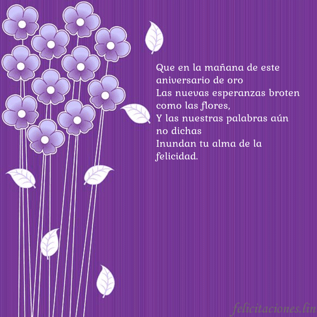 Tarjeta con flores violetas Que en la mañana de este aniversario de oro
Las nu Tarjeta con flores violetas