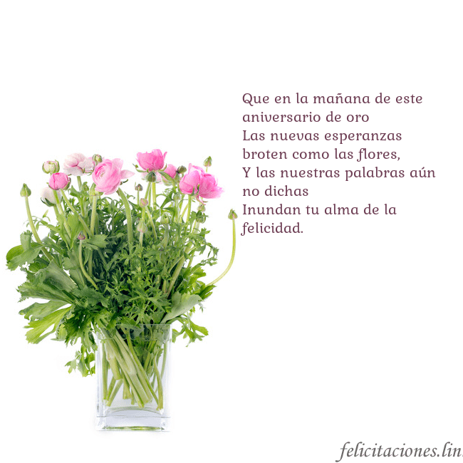 Tarjeta con flores en un jarrón Que en la mañana de este aniversario de oro
Las nu Tarjeta con flores en un jarrón