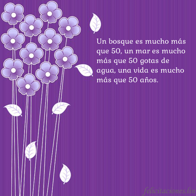 Tarjeta con flores violetas Un bosque es mucho más que 50, un mar es mucho más Tarjeta con flores violetas