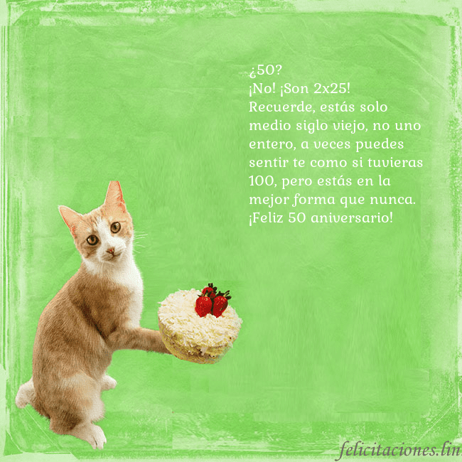 Tarjeta de cumpleaños con gato y pastel de cumpleaños