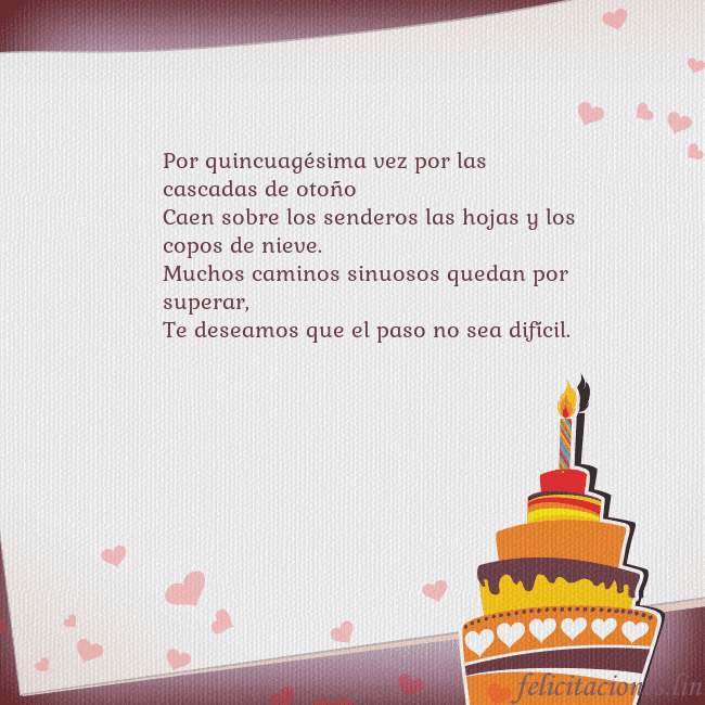 Tarjetas de cumpleaños con pastel y corazones Por quincuagésima vez por las cascadas de otoño
Ca Tarjetas de cumpleaños con pastel y corazones