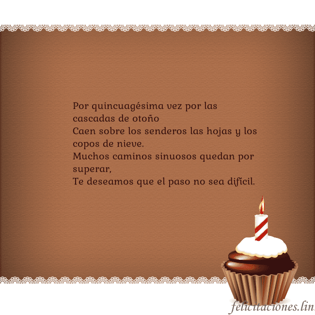 Tarjetas de cumpleaños con cupcake y vela Por quincuagésima vez por las cascadas de otoño
Ca Tarjetas de cumpleaños con cupcake y vela