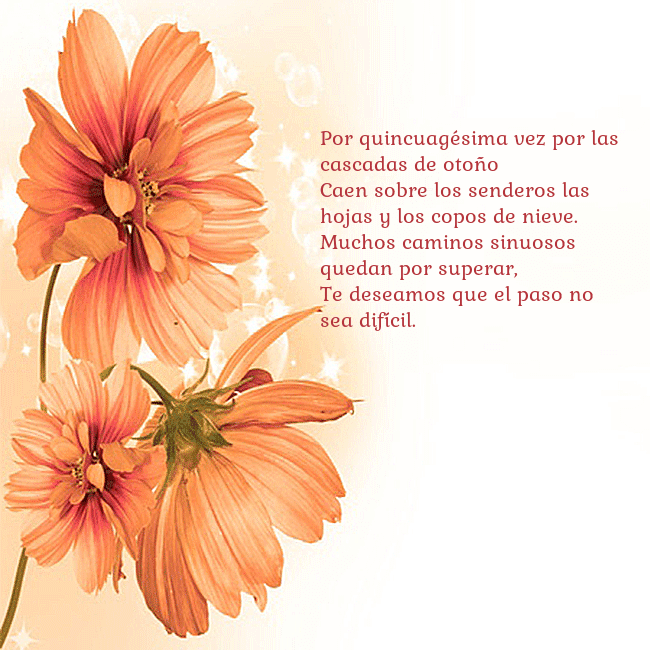 Tarjeta con flores naranjas Por quincuagésima vez por las cascadas de otoño
Ca Tarjeta con flores naranjas