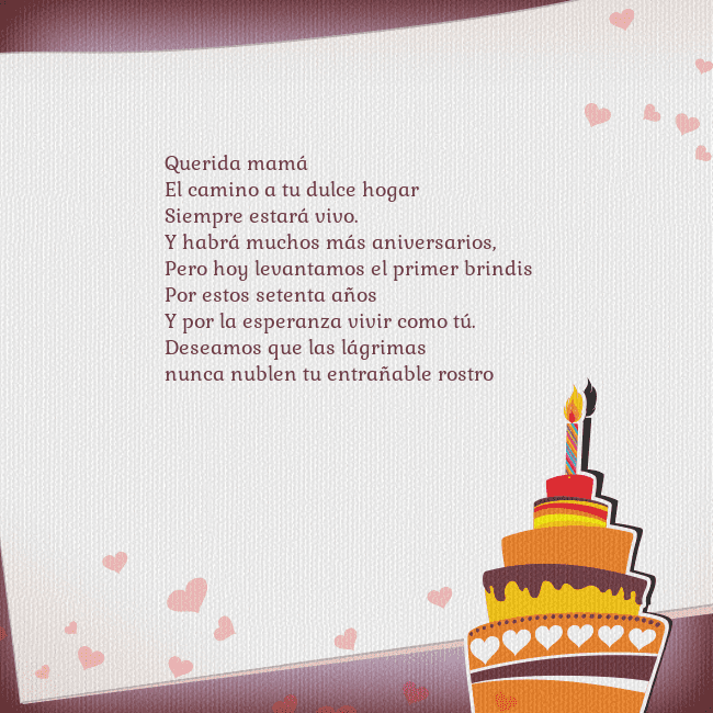 Tarjetas de cumpleaños con pastel y corazones