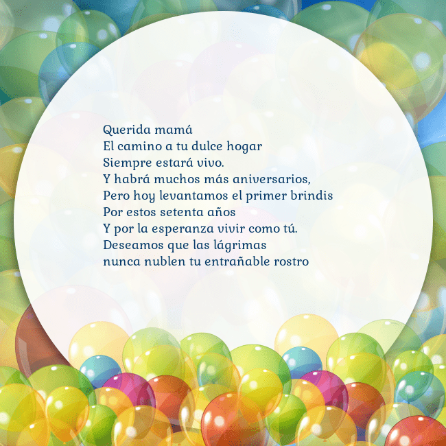 Tarjeta con muchos globos de colores