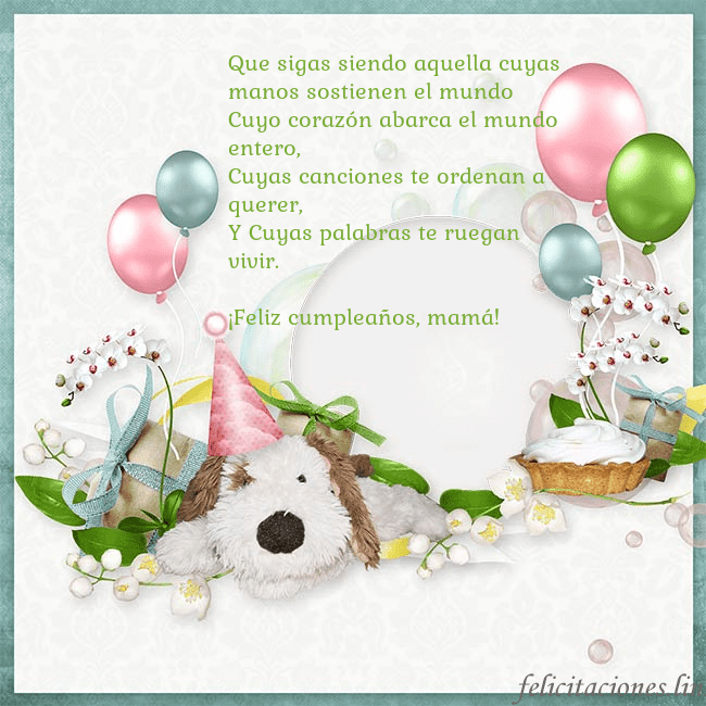 Tarjeta de cumpleaños con perrito y globos Que sigas siendo aquella cuyas manos sostienen el Tarjeta de cumpleaños con perrito y globos