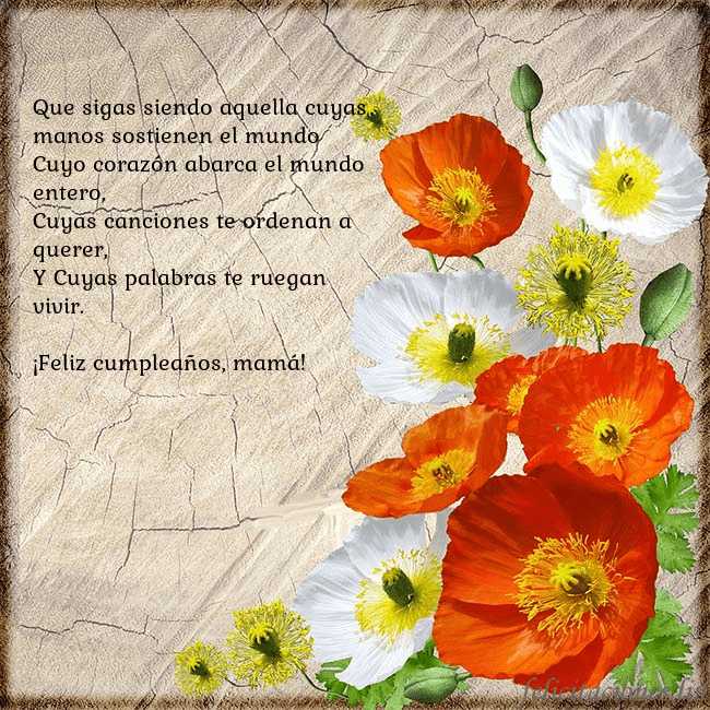 Tarjeta de cumpleaños con amapolas Que sigas siendo aquella cuyas manos sostienen el Tarjeta de cumpleaños con amapolas