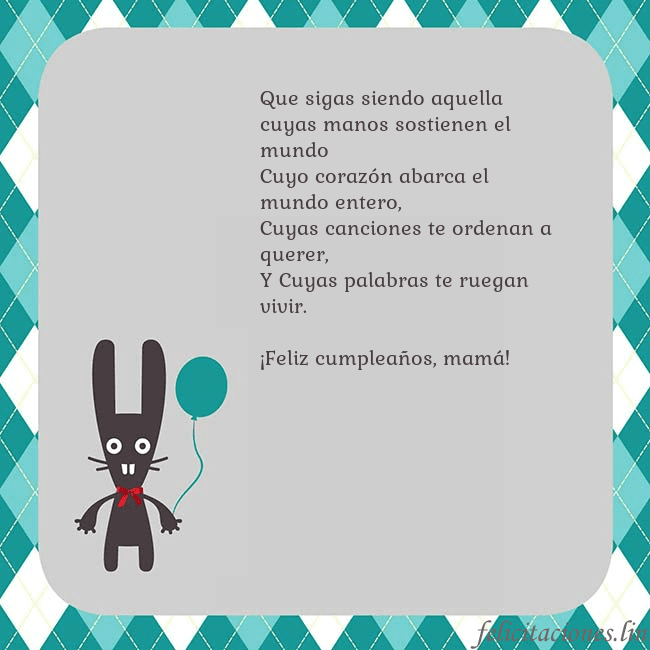 Tarjeta de cumpleaños con un conejito Que sigas siendo aquella cuyas manos sostienen el Tarjeta de cumpleaños con un conejito