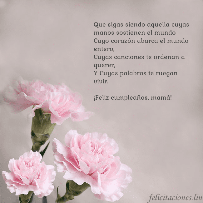 Tarjeta de cumpleaños con claveles rosas Que sigas siendo aquella cuyas manos sostienen el Tarjeta de cumpleaños con claveles rosas
