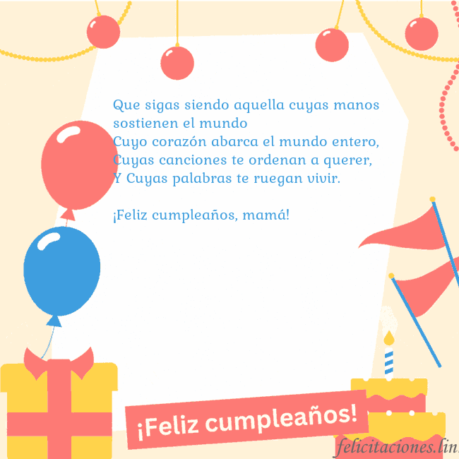 Tarjeta de cumpleaños animada con pastel Que sigas siendo aquella cuyas manos sostienen el Tarjeta de cumpleaños animada con pastel