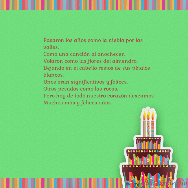 Tarjetas de cumpleaños verde con pastel y vela