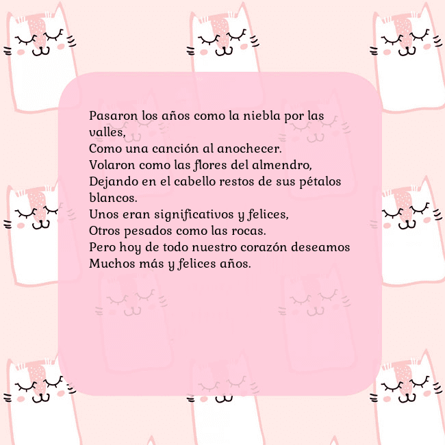 Tarjeta de cumpleaños rosa con gatos divertidos