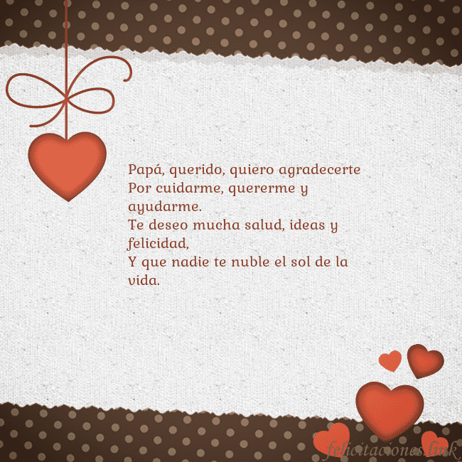 Tarjeta con corazones Papá, querido, quiero agradecerte
Por cuidarme, qu Tarjeta con corazones