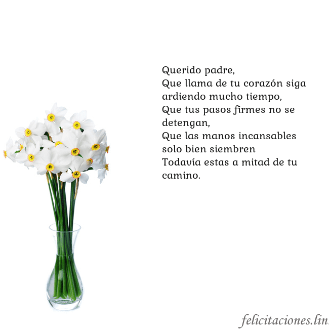 Tarjeta con narcisos Querido padre,
Que llama de tu corazón siga ardie Tarjeta con narcisos