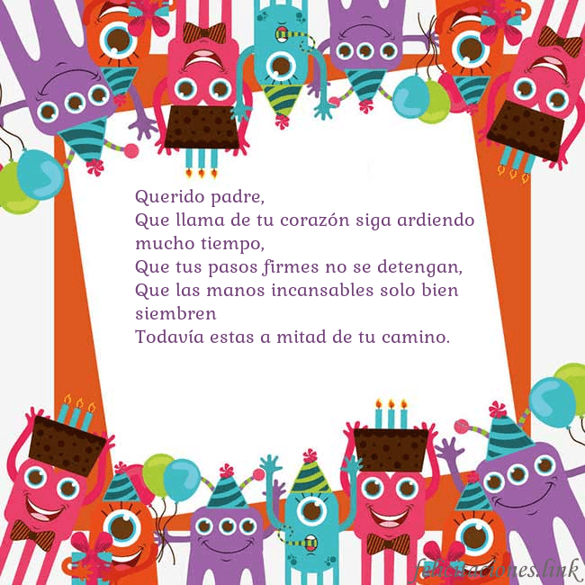 Tarjeta con monstruos Querido padre,
Que llama de tu corazón siga ardie Tarjeta con monstruos